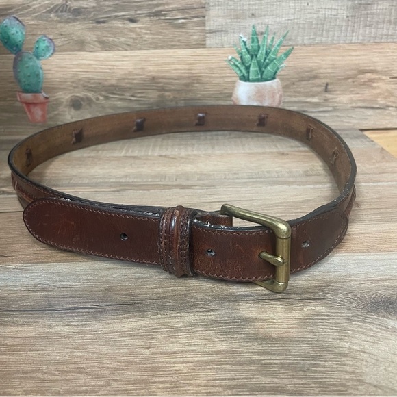 Brown Leather belt women’s medium boho - Picture 1 of 11